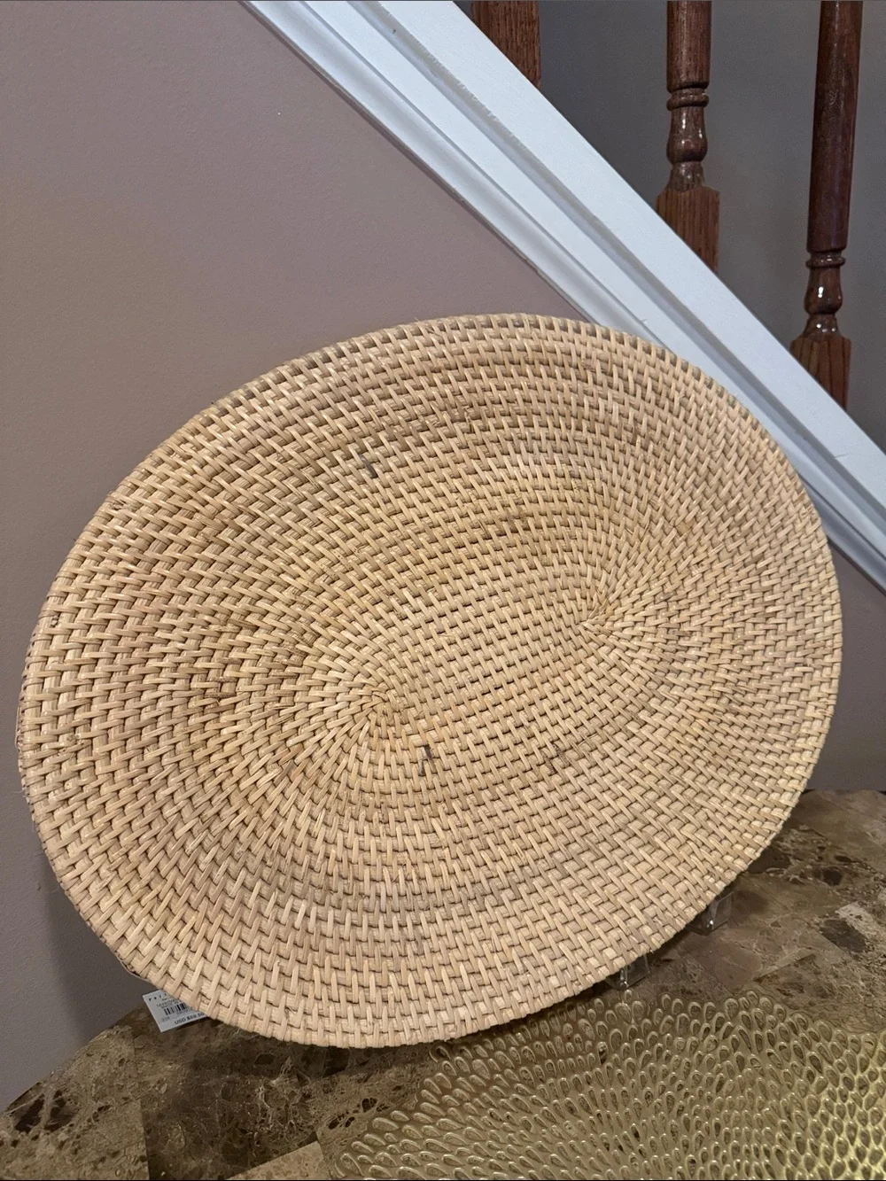 Pottery Barn Tava Natural Handwoven Oval Tray with Side Handles